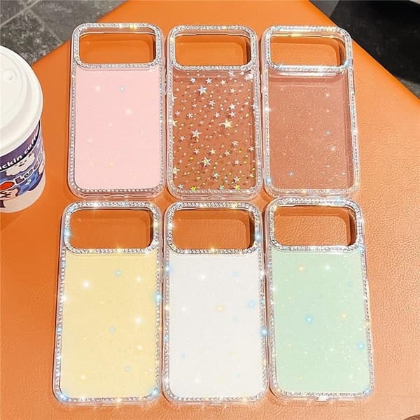 Mobilskal till iPhone 17 Pro Max Rhinestone Edge - Glitter Gul Gul