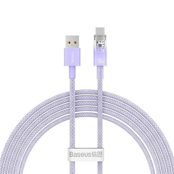 Baseus USB-A til USB-C kabel 2m 100W - Lilla Lila