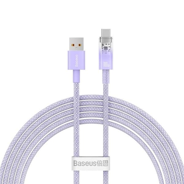Baseus USB-C till USB-A kabel 2m 100W - Lila Lila