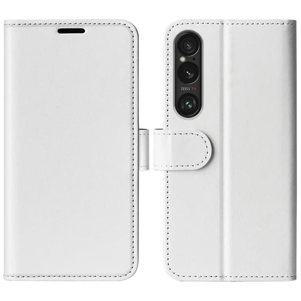 Sony Xperia 1 VII Konstläder Plånboksfodral Crazy Horse Texture - Vit