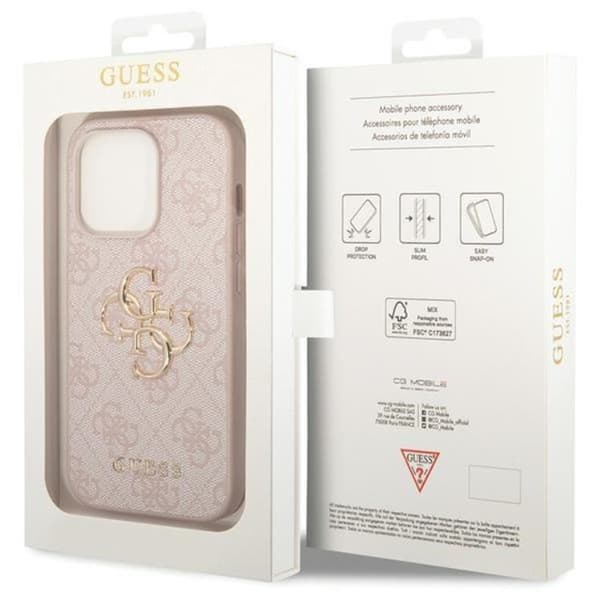 Guess iPhone 15 Pro Mobilskal 4G Big Metal Logo Rosa