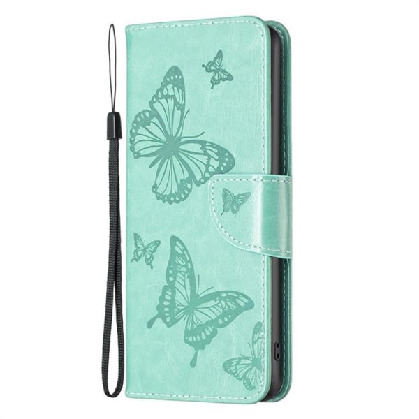 iPhone 14 Plus Pungecover Butterfly Imprinted - Turkis