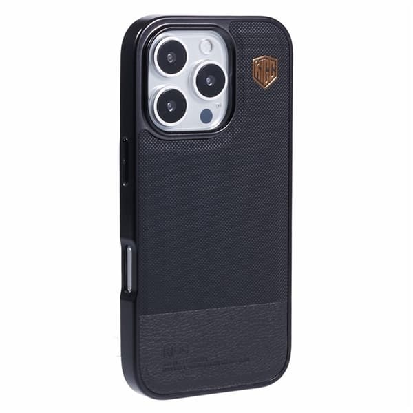 KIGC Mobilskal till iPhone 16 Pro Electroplating PC + TPU + PU Svart