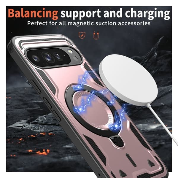 Mobilskal till Google Pixel 9 Pro Plast Militärskydd Kickstand - Roséguld