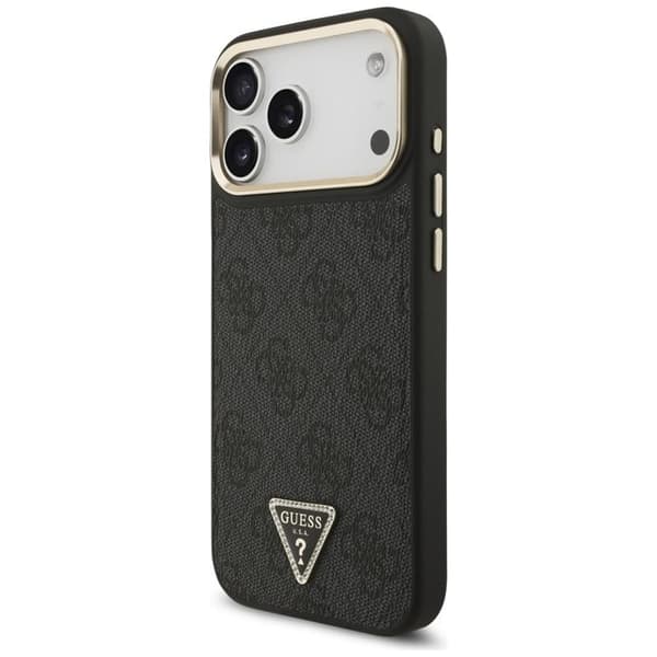 Guess telefontaske til iPhone 17 Pro Max MagSafe 4G trekantlogo - sort guld