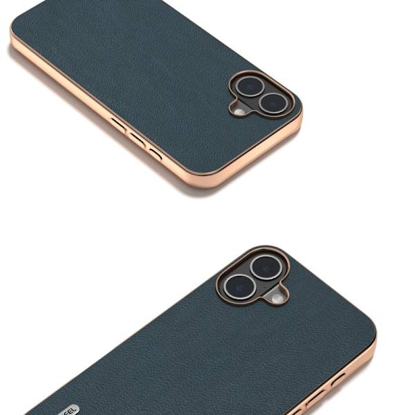 ABEEL Mobilskal till iPhone 16 Plus Electroplating Äkta Läder Grön