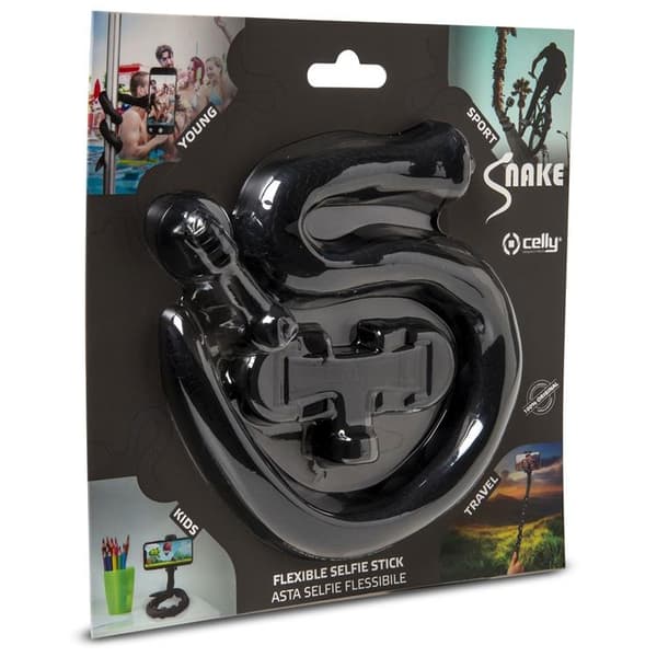 Celly Snake Flexibel selfie-stick - Svart Black