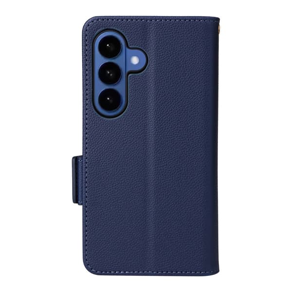 Galaxy S26/S26 Pro Plånboksfodral Litchi Konstläder med Rem - Blå Blå
