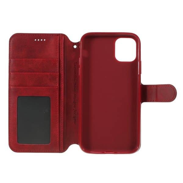 AZNS Leather Stand Konstläder Plånboksfodral för iPhone 11 6.1 tum - Röd