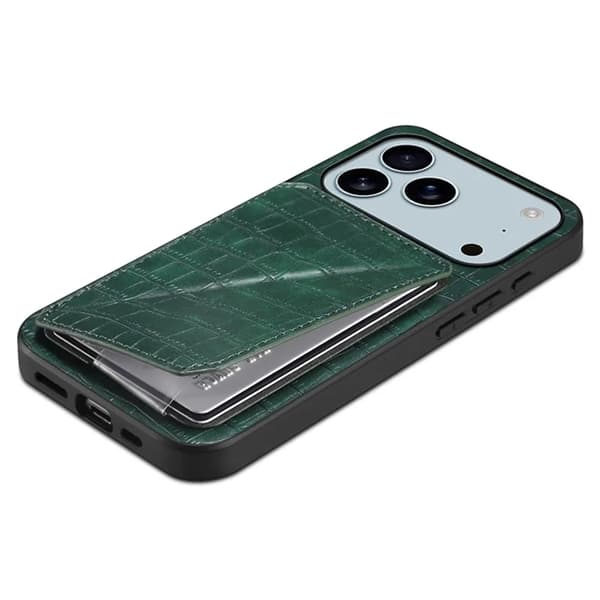 Mobilskal till iPhone 17 Pro Korthållare Crocodile Textured - Grön Grön