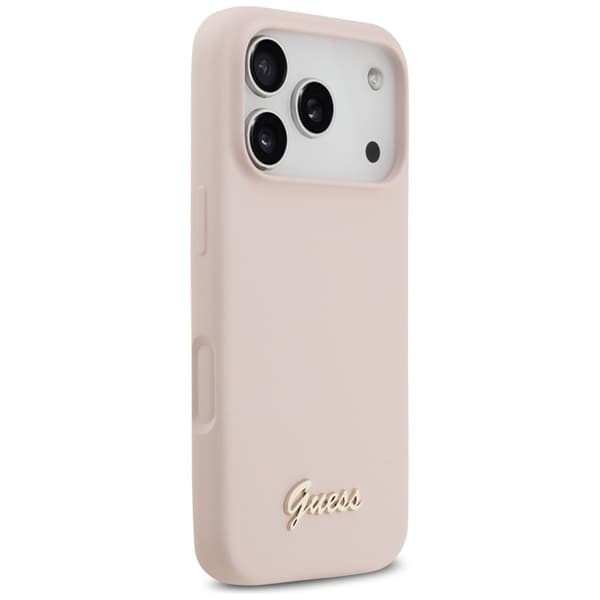 Guess Mobilskal till iPhone 17 Pro Magsafe Script Metal Logo - Rosa