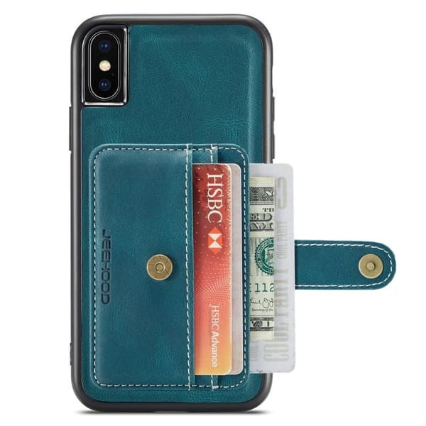 JEEHOOD Mobilskal till iPhone XS Max Shockproof Wallet Blå