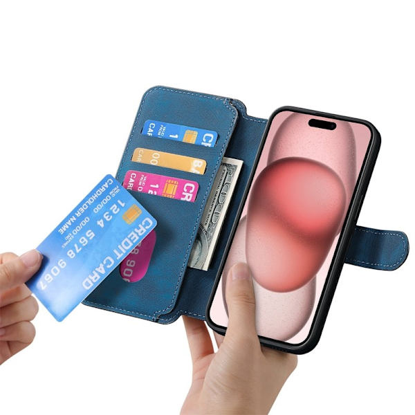 CASENEO iPhone 16e Plånboksfodral Konstläder - Blå