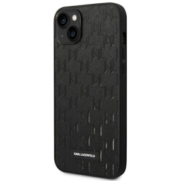 Karl Lagerfeld iPhone 14 Plus -kotelo Saffiano Mono Metal Logo - Musta