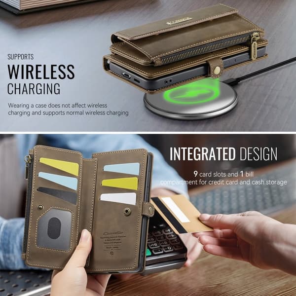 CASEME Konstläder Plånboksfodral för Samsung Galaxy S21+ 5G - Brun