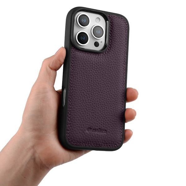MELKCO Mobilskal till iPhone 16 Pro Max Äkta Läder PC Lila