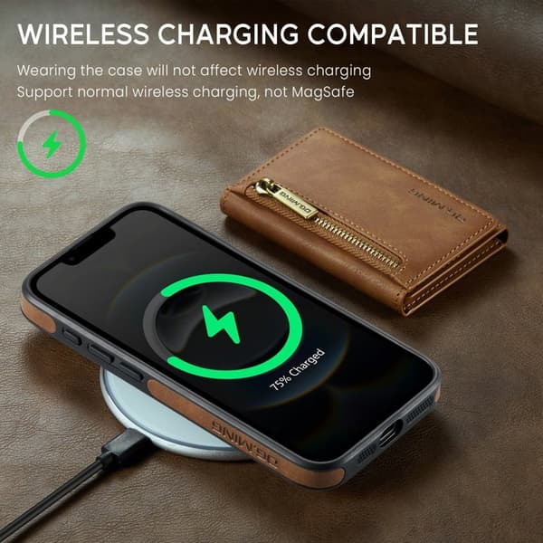 DG.MING M5 Series Mobilskal till iPhone 16e Magnetiskt Konstläder Brun