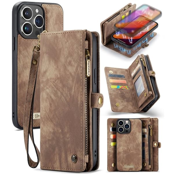 CASEME 008 iPhone 16 Pro Max Plånboksfodral Konstläder med - Brun
