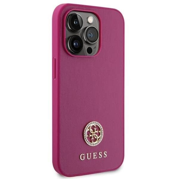 Guess Mobilskal till iPhone 15 Pro Max Strass Metal Logo - Rosa