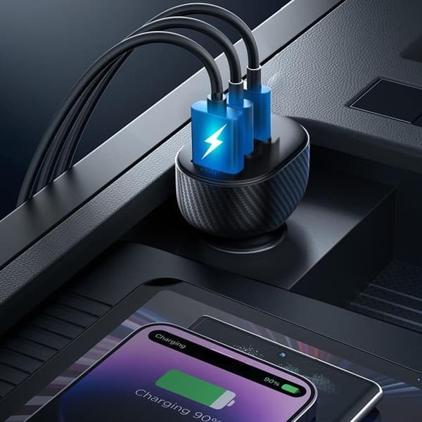 Joyroom Billader 30W 2x USB-C USB-A med Display - Sort Black