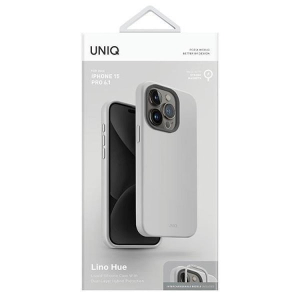 UNIQ iPhone 15 Pro Max Mobilskal Magsafe Lino Hue - Ljusgrå