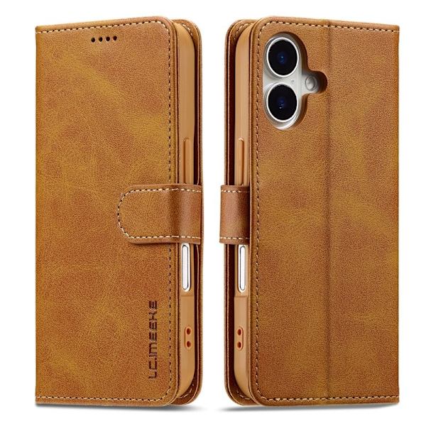 LC.IMEEKE iPhone 17 Plånboksfodral Calf Texture Konstläder - Gul