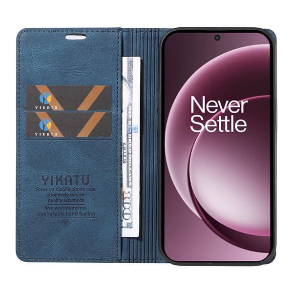 YIKATU OnePlus 15 5G Konstläder Plånboksfodral Skin-touch Blå