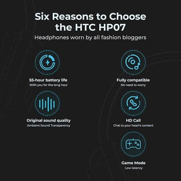HTC Over-Ear Trådlösa Hörlurar Bluetooth Gaming HP07 - Lila Lila