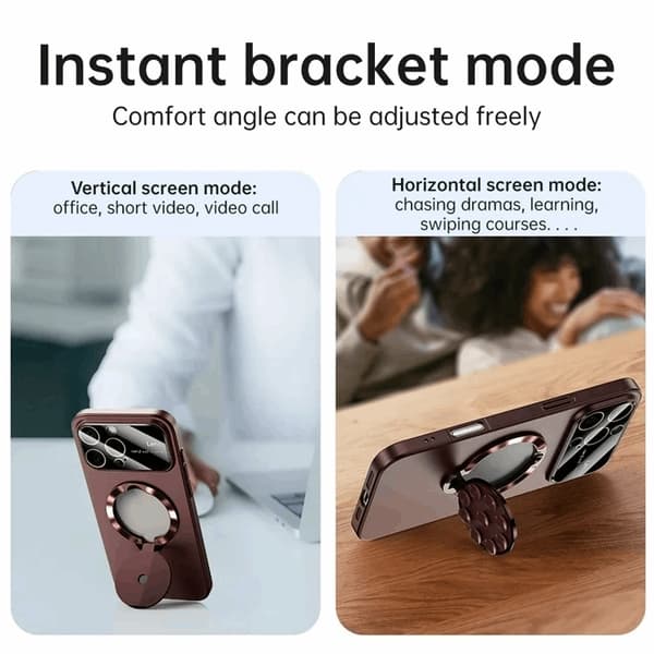 Mobilskal till iPhone 15 Pro Max Magsafe Sugkopphållare Kickstand Vinröd