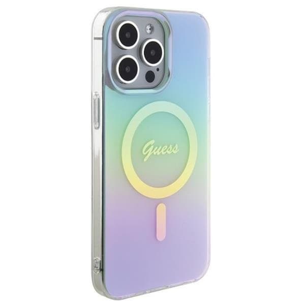 Guess iPhone 15 Pro Mobilskal Magsafe IML Iridescent - Turkis Blå