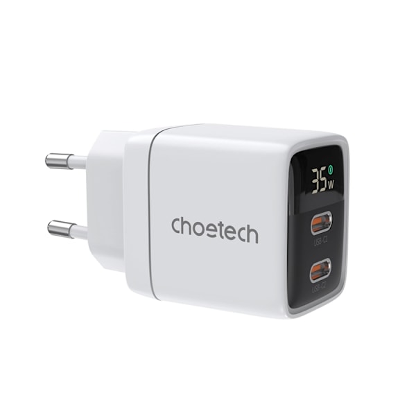 Choetech Väggladdare 35W GaN 2xUSB-C - Vit