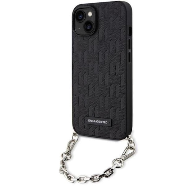 KARL LAGERFELD iPhone 14 Mobilskal Saffiano Monogram Chain Svart