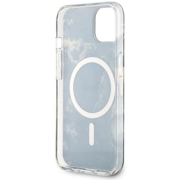 Guess iPhone 14 Mobilskal MagSafe Guld Marble - Musta Black
