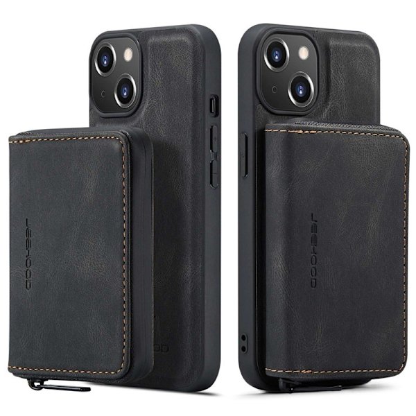 JEEHOOD Shockproof Case iPhone 14 Plus Konstläder Plånboksfodral Svart