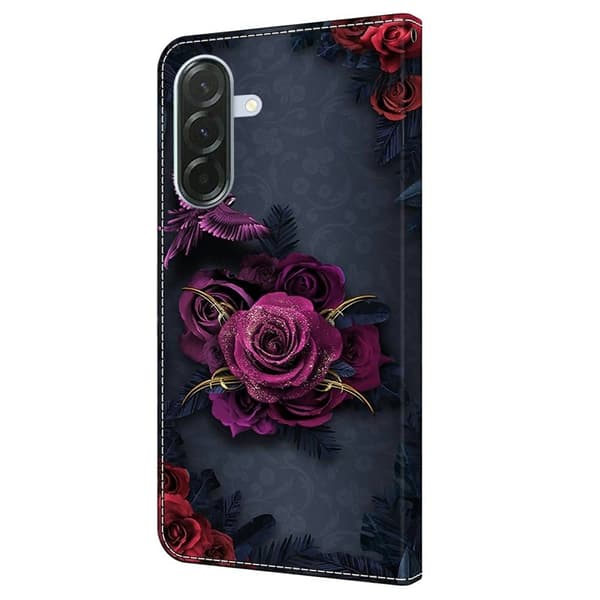Samsung Galaxy A57 Plånboksfodral Mönstertryck Konstläder - Lila Blommor