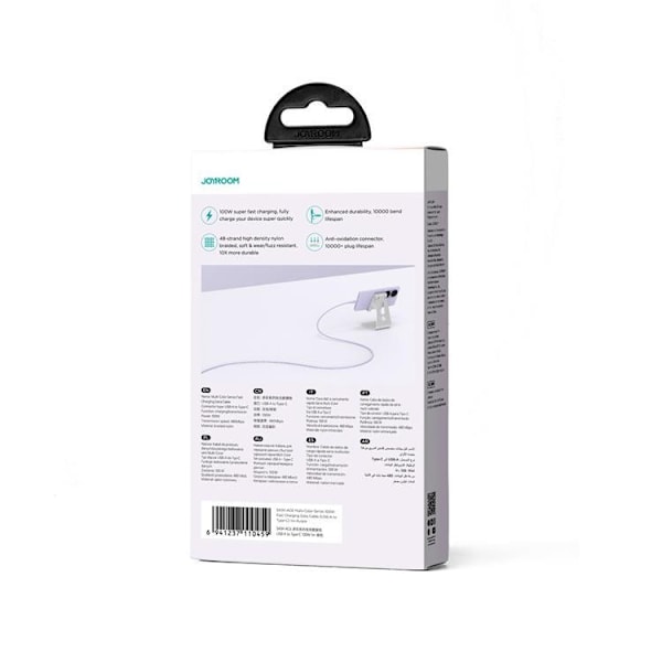 Joyroom USB-C till USB-A kabel 100W 1m Multi-Color - Lila
