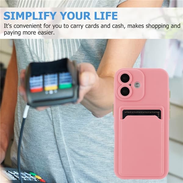 Mobilskal till iPhone 16 Plus Korthållare TPU - Rosa Rosa