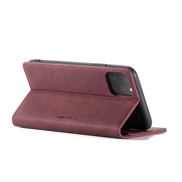 CASEME 013 Flip Leather Plånboksfodral för iPhone 11 Pro Max - Vinröd