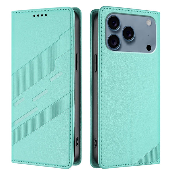 iPhone 17 Pro Plånboksfodral Punk Style Imprinted - Babyblå Blå
