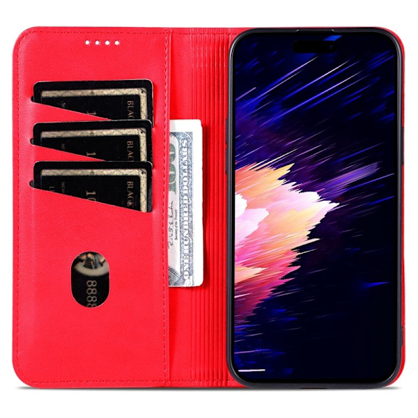 AZNS iPhone 16 Plus Plånboksfodral Konstläder - Röd