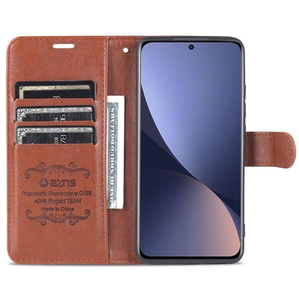 AZNS Xiaomi 12 Lite Plånboksfodral Konstläder - Brun