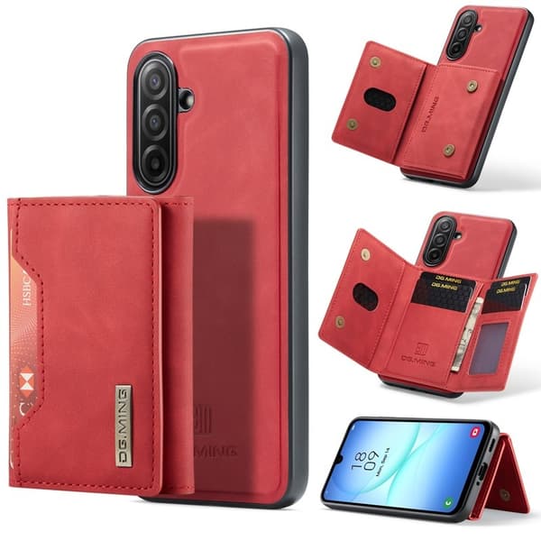 DG.MING Samsung Galaxy A17 5G Konstläder Plånboksfodral Röd