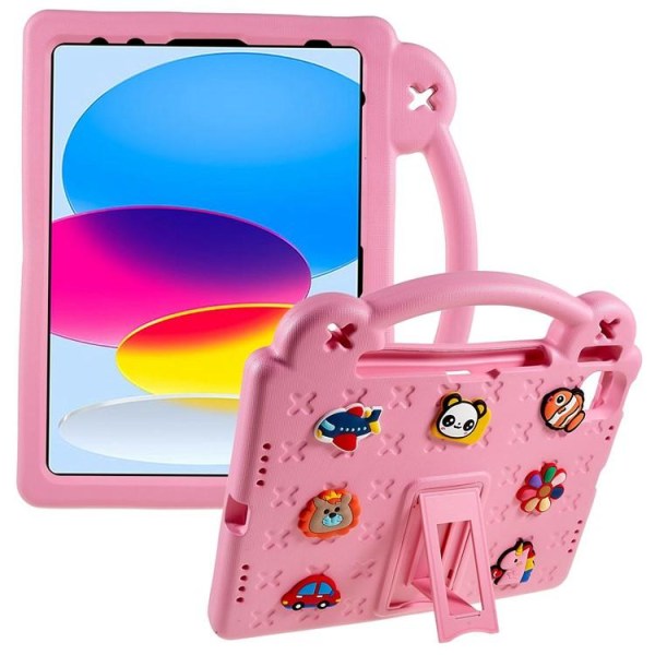 iPad 10.9 (2022) -kotelo EVA Kickstand iskunkestävä - vaaleanpunainen
