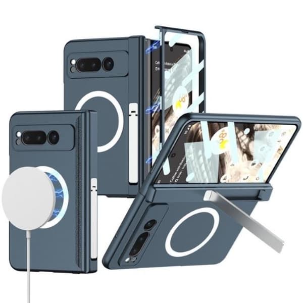 GKK Google Pixel Fold -puhelinkotelo Magsafe-jalustalla - sininen Blå