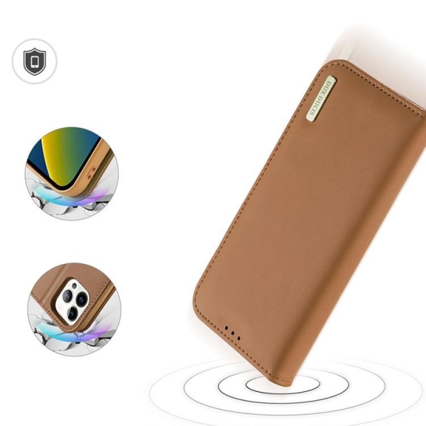 Dux Ducis iPhone 14 Pro lompakkokotelo aitoa nahkaa Hivo Flip - Br