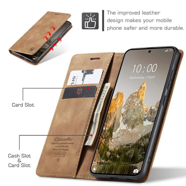 CASEME 013 Plånboksfodral för Xiaomi 15 KonstLäder - Brun