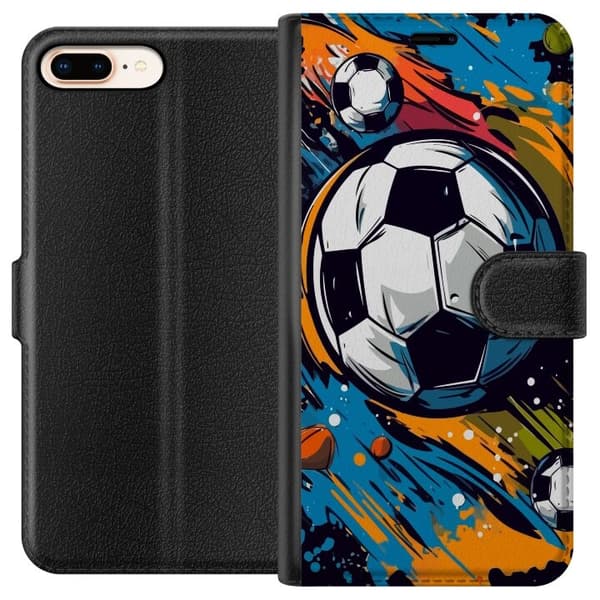 Plånboksfodral till Apple iPhone 8 Plus med Fotbollar