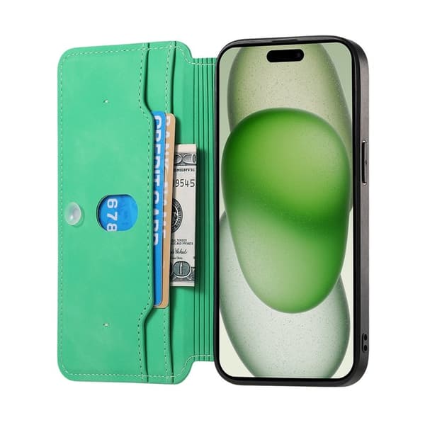 CASENEO iPhone 16e Plånboksfodral Konstläder - Grön