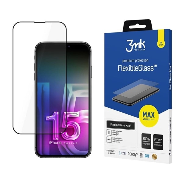 3MK iPhone 15 Plus Härdat Glas Skärmskydd Flexible Max