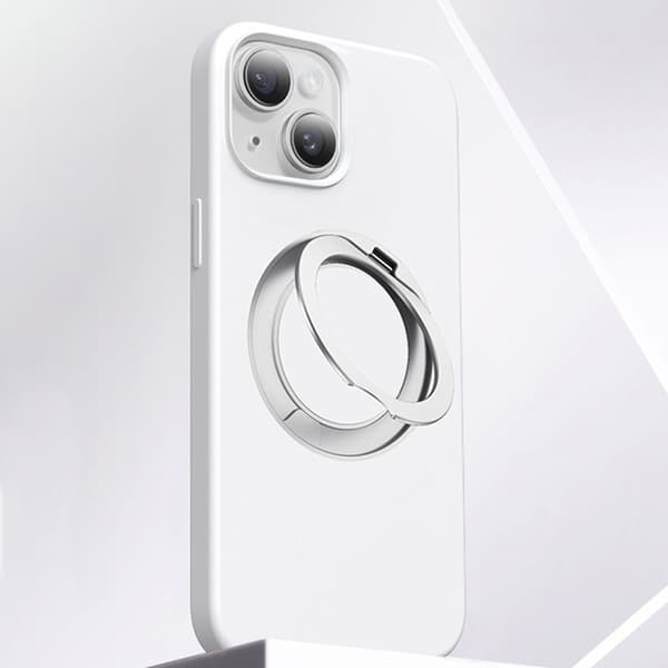 Mobilskal till iPhone 15 MagSafe Silikon Roterande Kickstand - Vit Vit